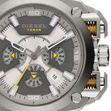 Diesel BAMF Chronograph Beige Dial Brown Leather Strap Watch For Men - DZ7343