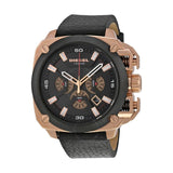 Diesel BAMF Chronograph Black Dial Black Leather Strap Watch For Men - DZ7346