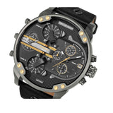 Diesel Mr Daddy 2.0 Black Dial Black Leather Strap Watch For Men - DZ7348