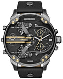 Diesel Mr Daddy 2.0 Black Dial Black Leather Strap Watch For Men - DZ7348