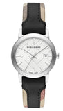 Burberry The City White Dial Black Haymarket Leather Strap Watch for Women - BU9150