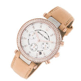 Michael Kors Parker Chronograph White Dial Tan Leather Strap Watch for Women - MK5633