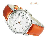 Burberry The City Silver Dial Orange Leather Strap Watch for Women - BU9121