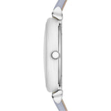 Emporio Armani Gianni T-Bar Mother Of Pearl White Dial Grey Leather Strap Watch For Women - AR11039