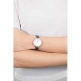 Emporio Armani Aurora Quartz Mother Of Pearl White Dial Blue Leather Strap Watch For Women - AR11090