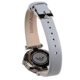 Emporio Armani Gianni T-Bar Mother Of Pearl White Dial Grey Leather Strap Watch For Women - AR11039