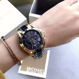 Michael Kors Bradshaw Navy Blue Dial Two Tone Steel Strap Watch for Women - MK6268