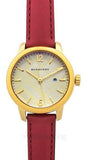 Burberry The City Gold Dial Red Leather Strap Watch for Women - BU9140