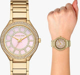 Michael Kors Kerry Mother of Pearl Dial Gold Steel Strap Watch for Women - MK3396