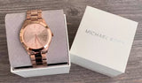 Michael Kors Mini Slim Runway Chronograph Quartz Rose Gold Dial Rose Gold Steel Strap Watch For Women - MK3205