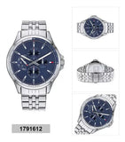 Tommy Hilfiger Shawn Multifunction Quartz Blue Dial Silver Steel Strap Watch for Men - 1791612