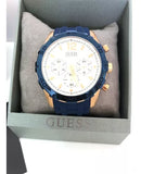 Guess Caliber Chronograph White Dial Blue Silicone Strap Watch for Men - W0864G5