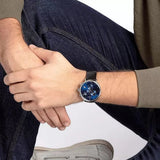 Calvin Klein Chronograph Blue Dial Black Leather Strap Watch for Men - K8Q371CN