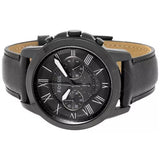 Fossil Grant Chronograph Black Dial Black Leather Strap Watch for Men - FS5132