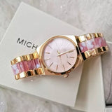 Michael Kors Channing Quartz Mother of Pearl Pink Dial Two Tone Steel Strap Watch For Women - MK6650