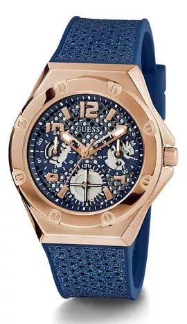 Guess Asteria Multifunction Blue Dial Blue Rubber Strap Watch For Women - GW0620L3
