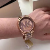 Michael Kors Janelle Three Hand Rose Gold Dial Two Tone Steel Strap Watch For Women - MK7135