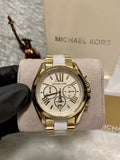 Michael Kors Bradshaw Chronograph White Dial Two Tone Steel Strap Watch For Women - MK5743