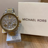 Michael Kors Wren Chronograph Crystals Silver Two Tone Steel Strap Watch for Women - MK6953