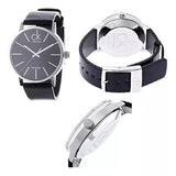 Calvin Klein Minimal Black Dial Black Leather Strap Watch for Men - K7621107