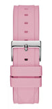 Guess Zena Quartz White Dial Pink Rubber Strap Watch For Women - W1094L4