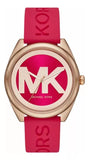 Michael Kors Janelle Three Hand Red Dial Red Rubber Strap Watch For Women - MK7142