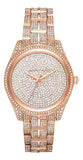 Michael Kors Lauryn Crystals Rose Gold Dial Rose Gold Steel Strap Watch For Women - MK3931