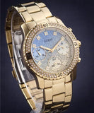 Guess Confetti Diamonds Gold Dial Gold Steel Strap Watch for Women - W0774L2