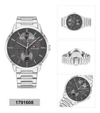 Tommy Hilfiger Hunter Grey Dial Silver Steel Strap Watch for Men - 1791608