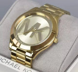 Michael Kors Slim Runway Analog Gold Dial Gold Steel Strap Watch For Women - MK3739