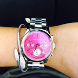 Michael Kors Runway Chronograph Pink Dial Silver Steel Strap Watch for Women - MK6160