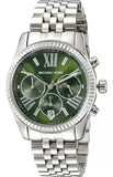 Michael Kors Lexington Quartz Green Dial Silver Steel Strap Watch For Women - MK6222