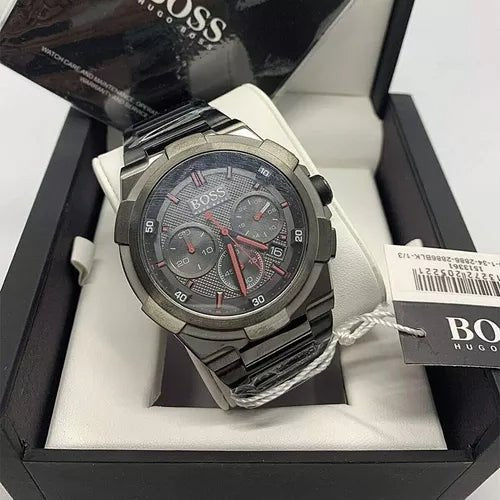 Hugo Boss Supernova Chronograph Grey Dial Grey Steel Strap Watch for Men - 1513361