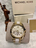 Michael Kors Bradshaw Chronograph White Dial Two Tone Steel Strap Watch For Women - MK5743