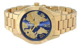 Michael Kors Layton Pave Blue Dial Gold Steel Strap Watch for Women - MK6243