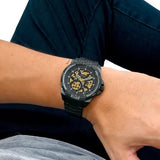 Fossil Bronson Automatic Skeleton Black Dial Black Steel Strap Watch for Men - ME3217