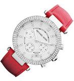 Michael Kors Parker Silver Dial Red Leather Strap Watch for Women - MK2278