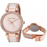 Michael Kors Parker Mother of Pearl Pink Dial Two Tone Steel Strap Watch for Women - MK6402