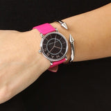 Marc Jacobs Roxy Black Dial Pink Leather Strap Watch for Women - MJ1535