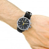 Tissot PRC 200 Chronograph Black Dial Black Leather Strap Watch For Men - T055.417.16.057.00