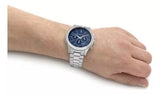 Michael Kors Slim Runway Chronograph Blue Dial Silver Steel Strap Watch For Men - MK8917