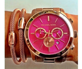 Michael Kors Runway Pink Dial Rose Gold Steel Strap Watch for Women - MK5931