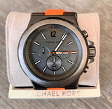 Michael Kors Dylan Chronograph Grey Dial Orange Rubber Strap Watch for Men - MK8296