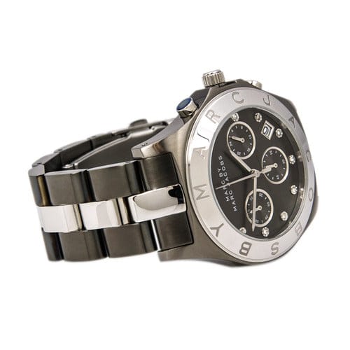 Marc Jacobs Blade Chronograph Black Dial Two Tone Steel Strap Watch for Women - MBM3179