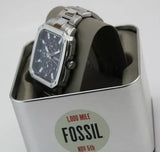 Fossil Inscription Multifunction Black Dial Silver Steel Strap Watch for Men - BQ2655