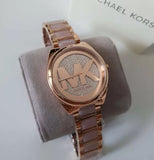 Michael Kors Janelle Three Hand Rose Gold Dial Two Tone Steel Strap Watch For Women - MK7089