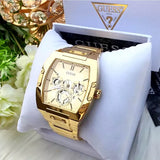 Guess Phoenix Multi Function Gold Dial Gold Steel Strap Watch for Men - GW0456G2