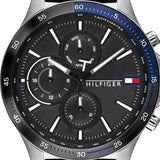 Tommy Hilfiger Bank Quartz Black Dial Black Rubber Strap Watch for Men - 1791724