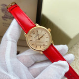 Burberry The Classic Gold Dial Red Leather Strap Watch for Women - BU10102