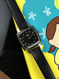 Tissot Lovely Square Quartz Diamonds Black Dial Black Leather Strap Watch For Women - T058.109.16.056.00